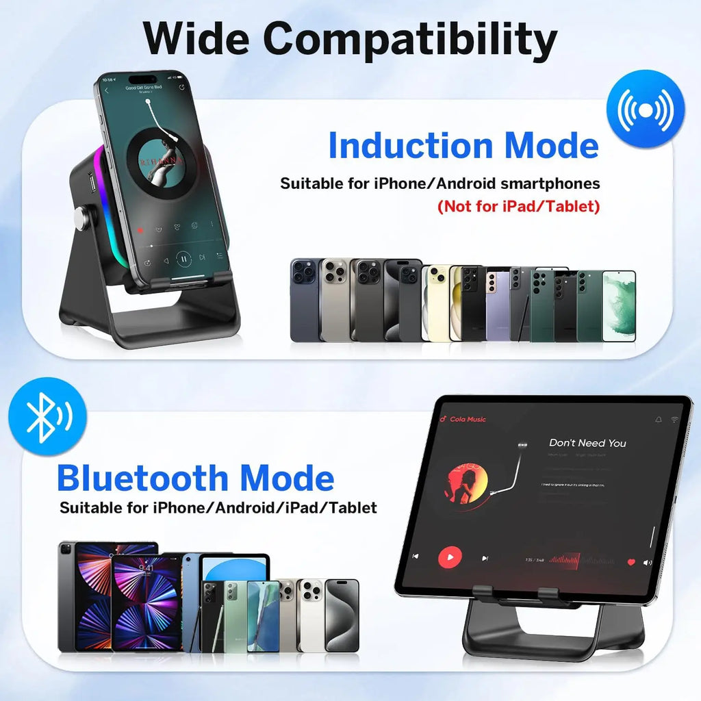 5 In 1  Wireless Speaker 8 RGB Light Phone Stand  Bluetooth