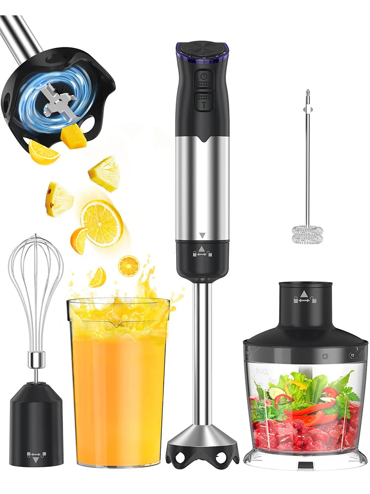 1000W Electric Handheld Immersion Blender, 5 in 1 Kitchen Hand Blender for soups, smoothies, purees and baby food.