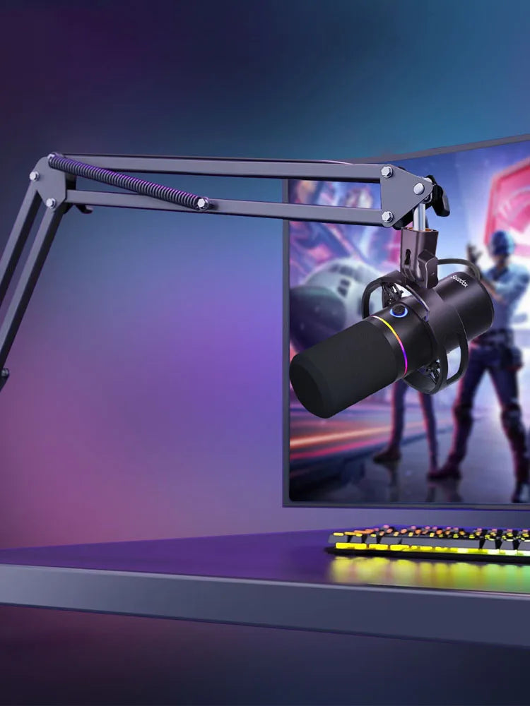 Dynamic Microphone Kit, podcast microphone with noise reduction, gaming microphone equipped with boom arm, featuring mute button