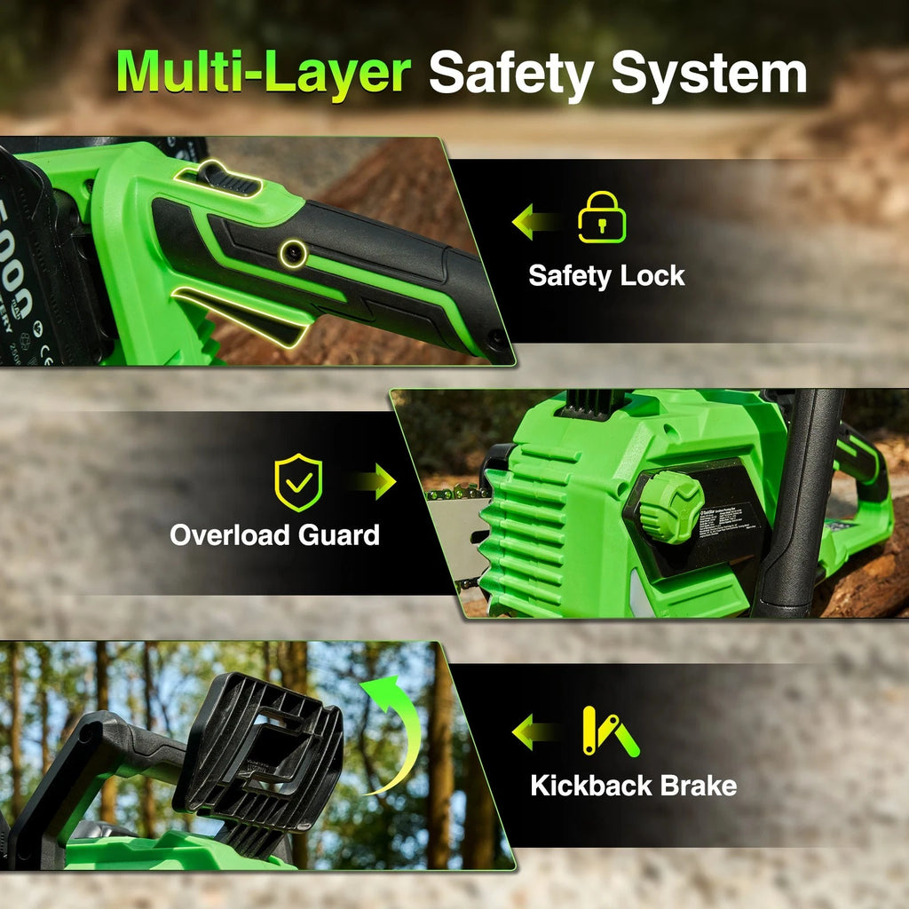 40V Electric 16-inch Cordless Chainsaw With 2 5.0Ah Batteries Power Tools For Wood Cutting Tree Trimming