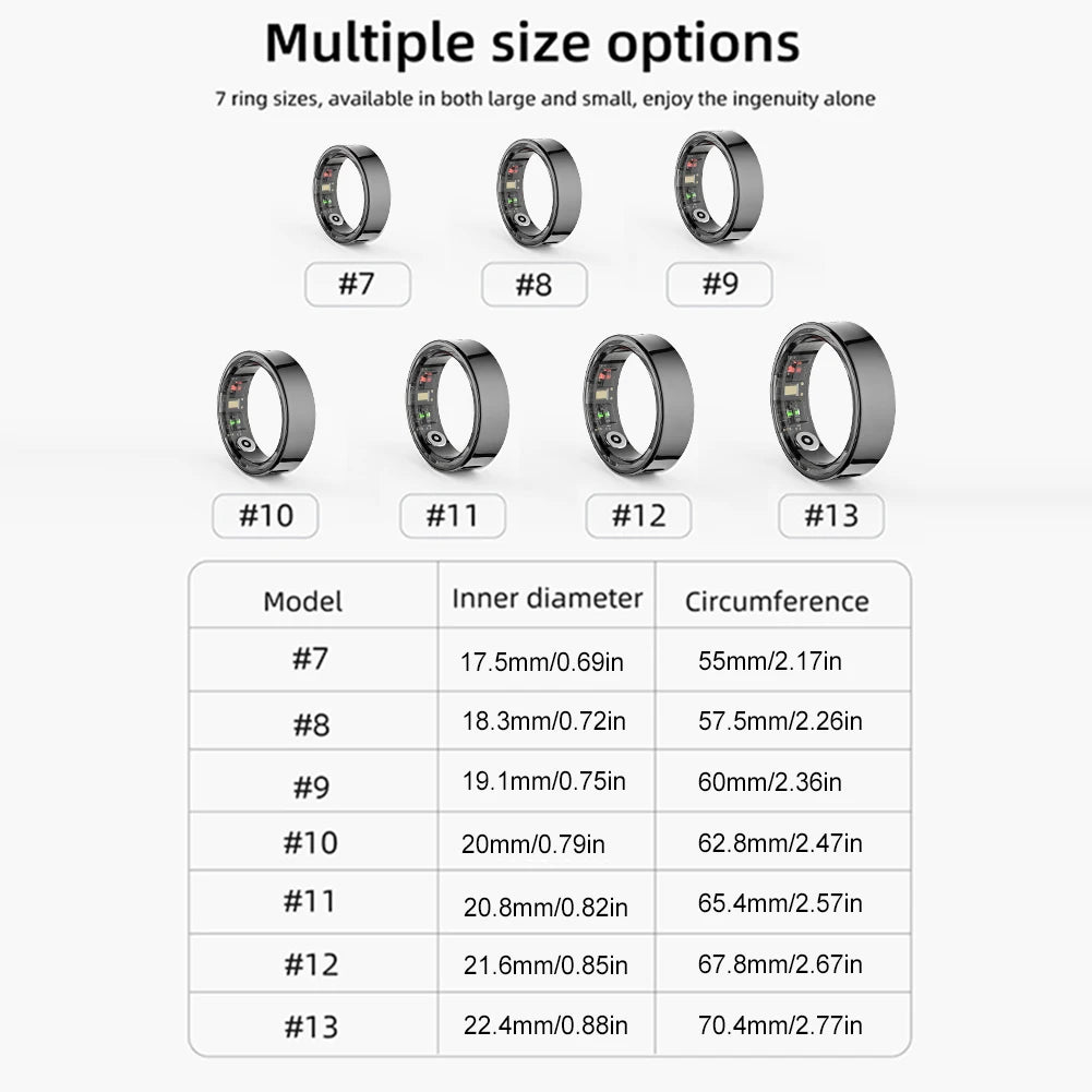 R09 Smart Ring ,Heart Rate Blood Oxygen Sleep Monitor w/ Charging Case