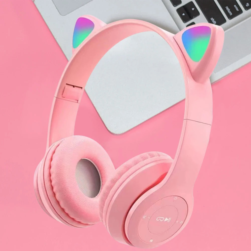 Wireless Cat Ear Gaming Headset with Glow Light
