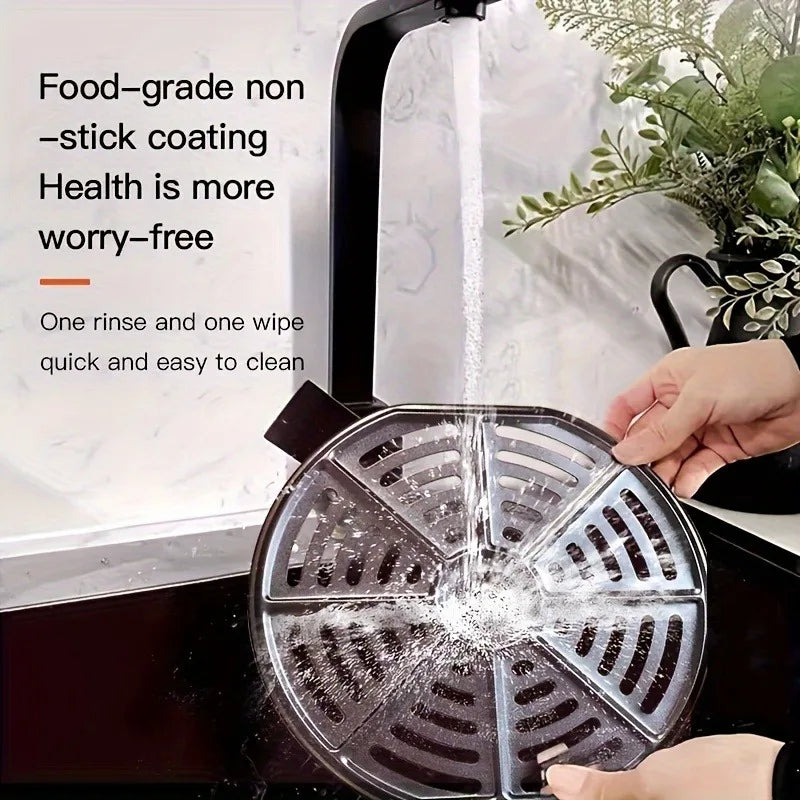 Air Fryer: Features a smart touch screen with color icons, multiple preset recipes, and manual adjustment functions.