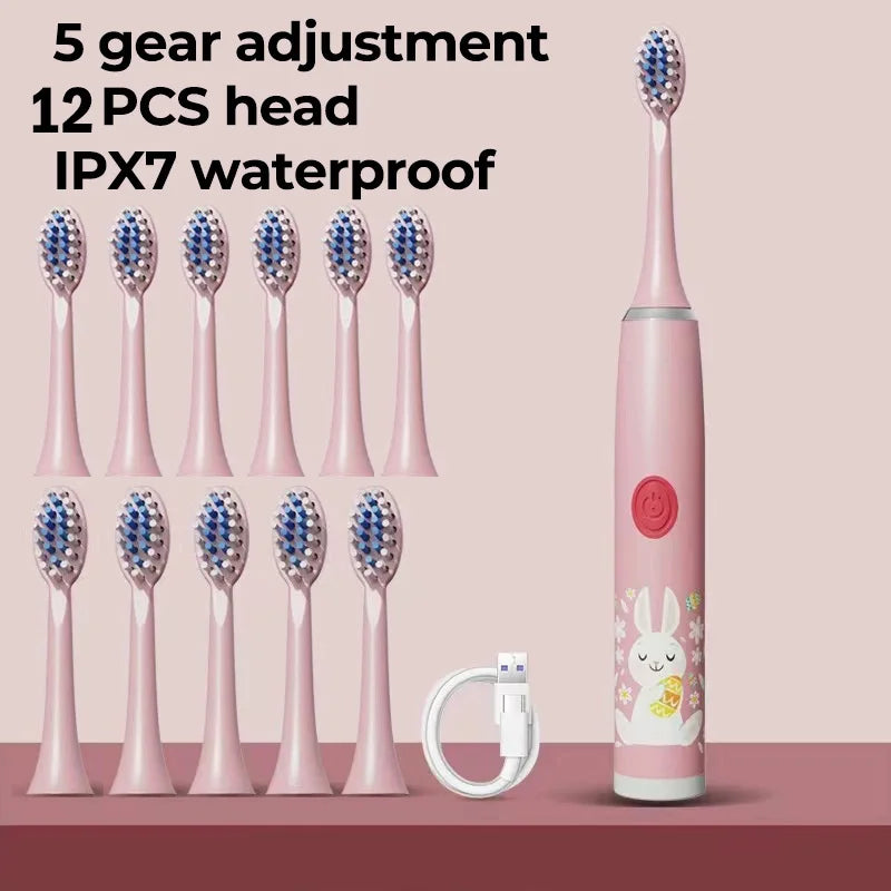 Children Rechargeable Sonic Toothbrush  With Replacement Head