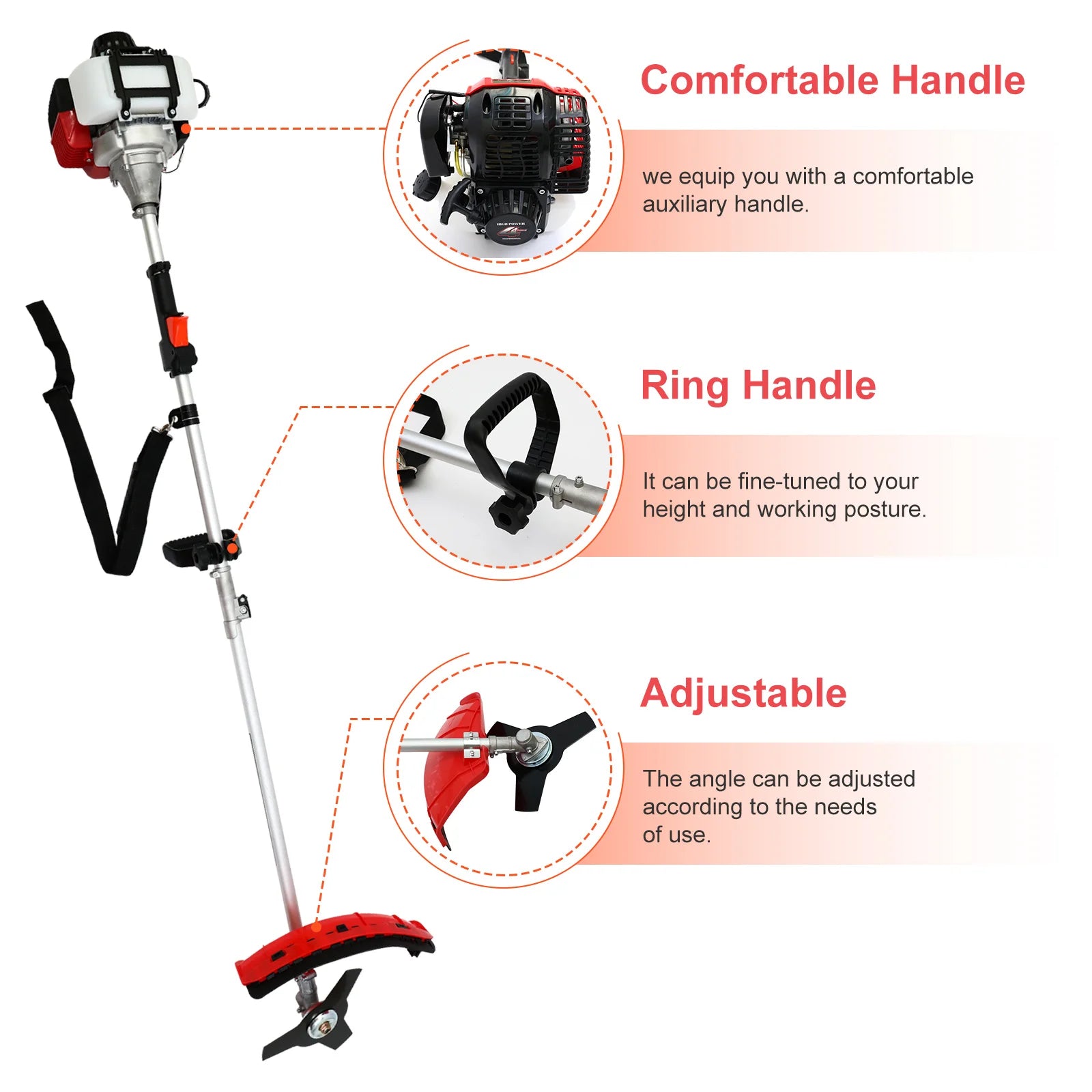 4-Stroke Gas Cordless Weed Wacker 15lb Light High-Power for Lawns and Garden Care