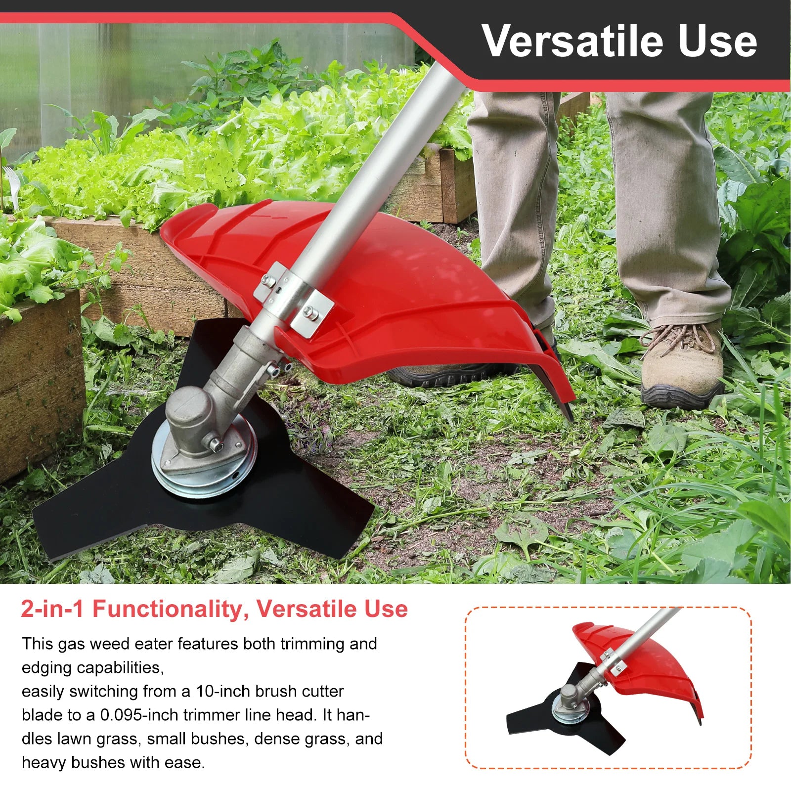 4-Stroke Gas Cordless Weed Wacker 15lb Light High-Power for Lawns and Garden Care