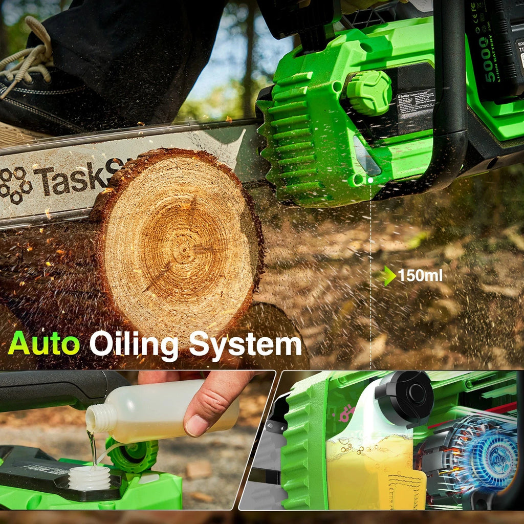 40V Electric 16-inch Cordless Chainsaw With 2 5.0Ah Batteries Power Tools For Wood Cutting Tree Trimming