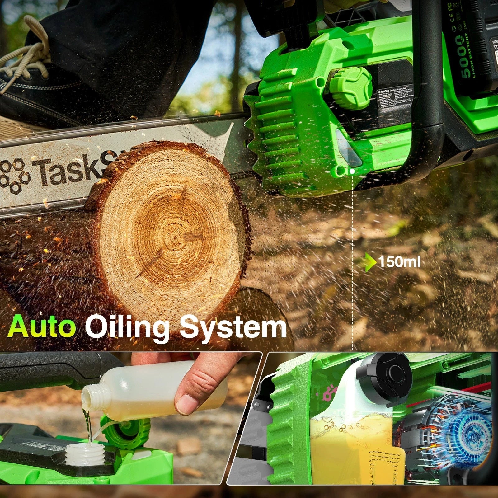 40V Electric 16-inch Cordless Chainsaw With 2 5.0Ah Batteries Power Tools For Wood Cutting Tree Trimming