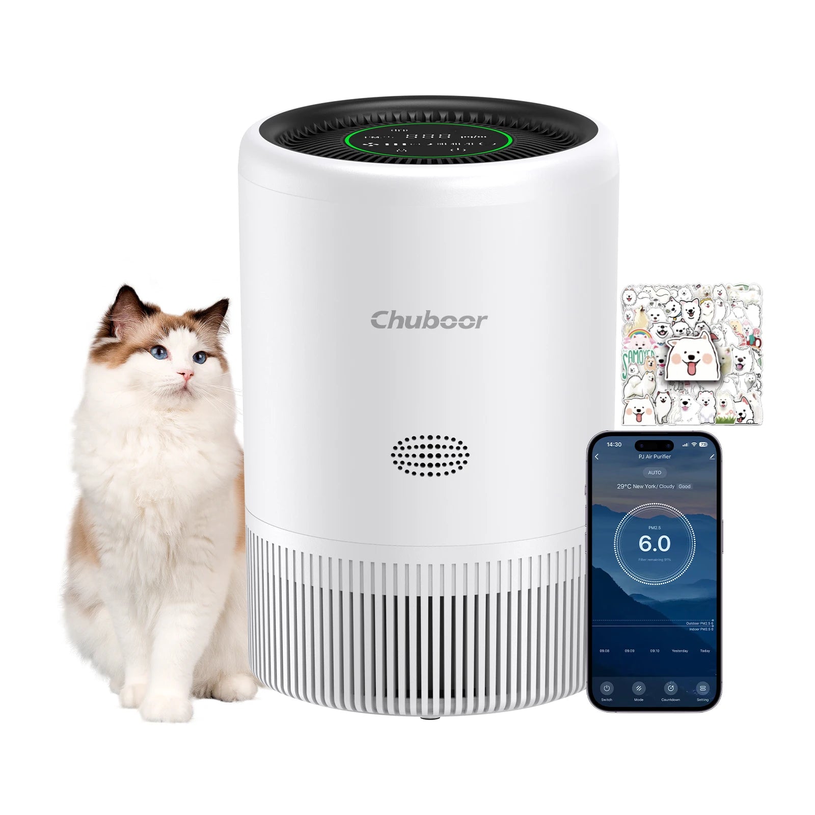 Smart Air Purifier/Alexa Control, HEPA filter for Bedroom Living Room for Pets