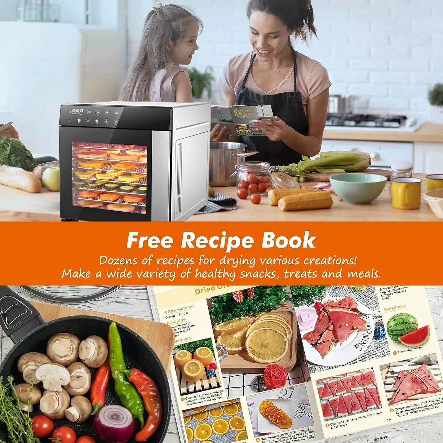 8-Tray Stainless Steel Food Dehydrator