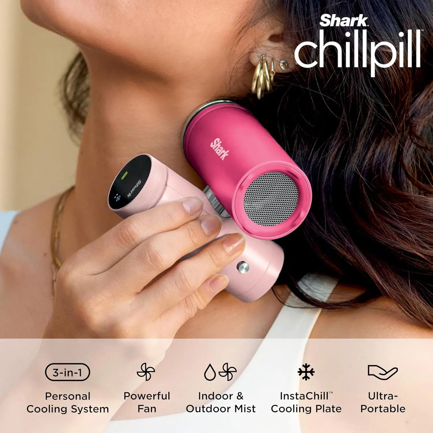 The Only 3-in-1 Personal Cooling System with Fan, InstaChill Cooling Plate & Dry-Touch Mist – Portable, Handheld, Drops Skin