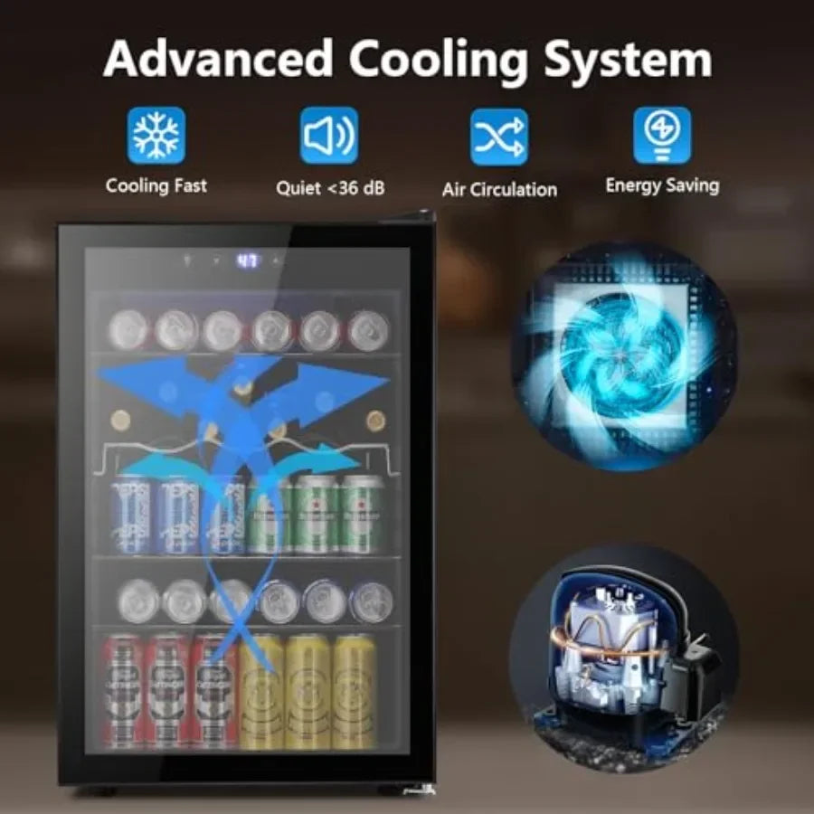 Beverage fridge: stainless steel, black, smart temperature control child lock