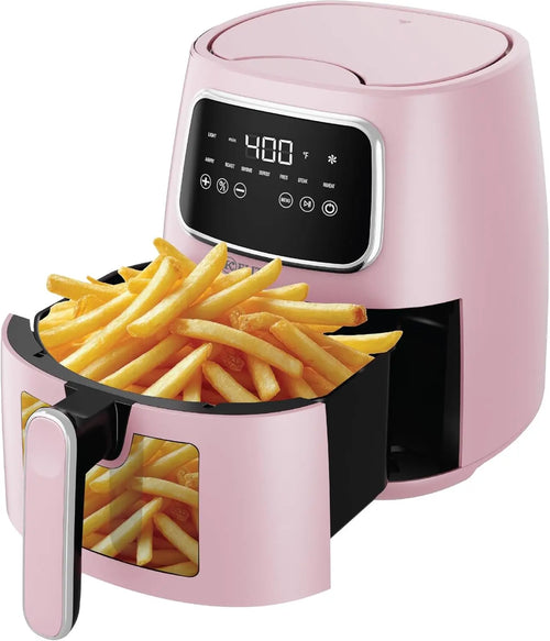 5.5 Qt. Digital Air Fryer, Countertop Cooker with LED Screen, Presets for Air Fry, Roast, Dehydrate, Defrost and Reheat, Pink