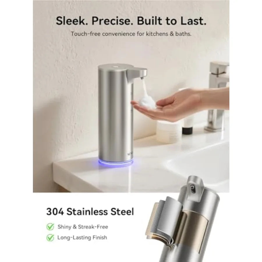 Automatic Touchless Foaming Soap Dispenser , USB-C Rechargeable, Smudge-Resistant