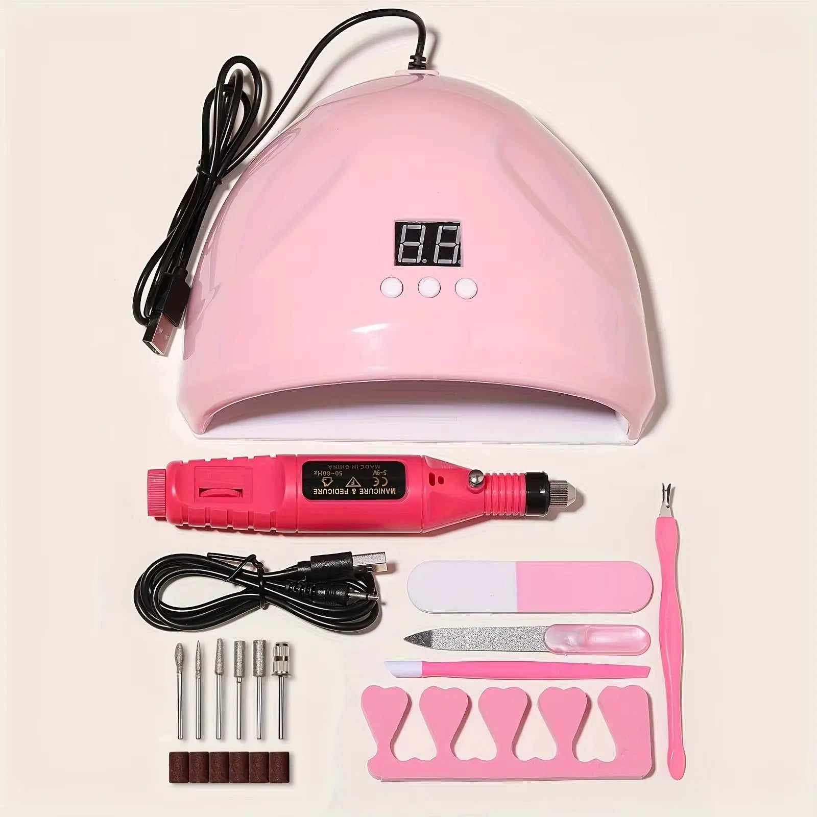 Professional Electric Nail Drill Polish File Kit with UV LED Lamp Gel Manicure Dryer Lamp Acrylic Starter Set