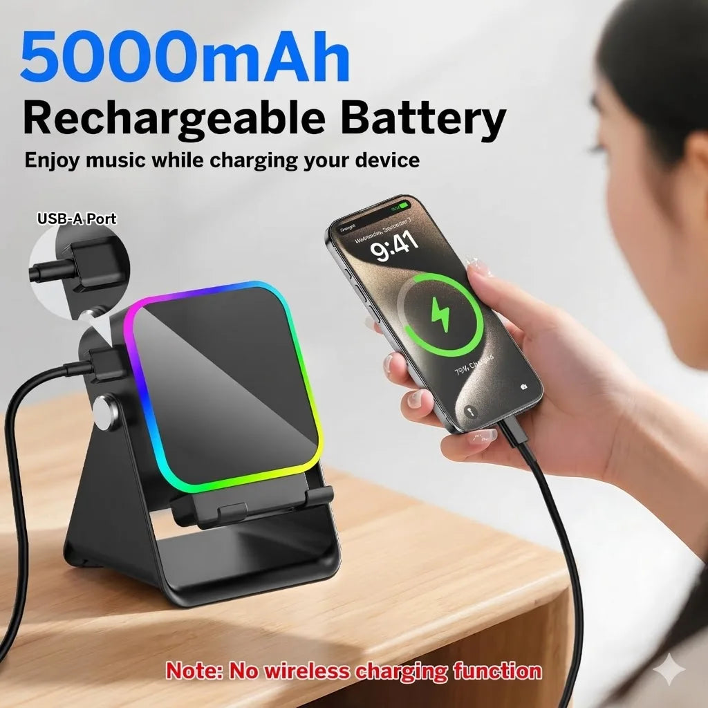 5 In 1  Wireless Speaker 8 RGB Light Phone Stand  Bluetooth