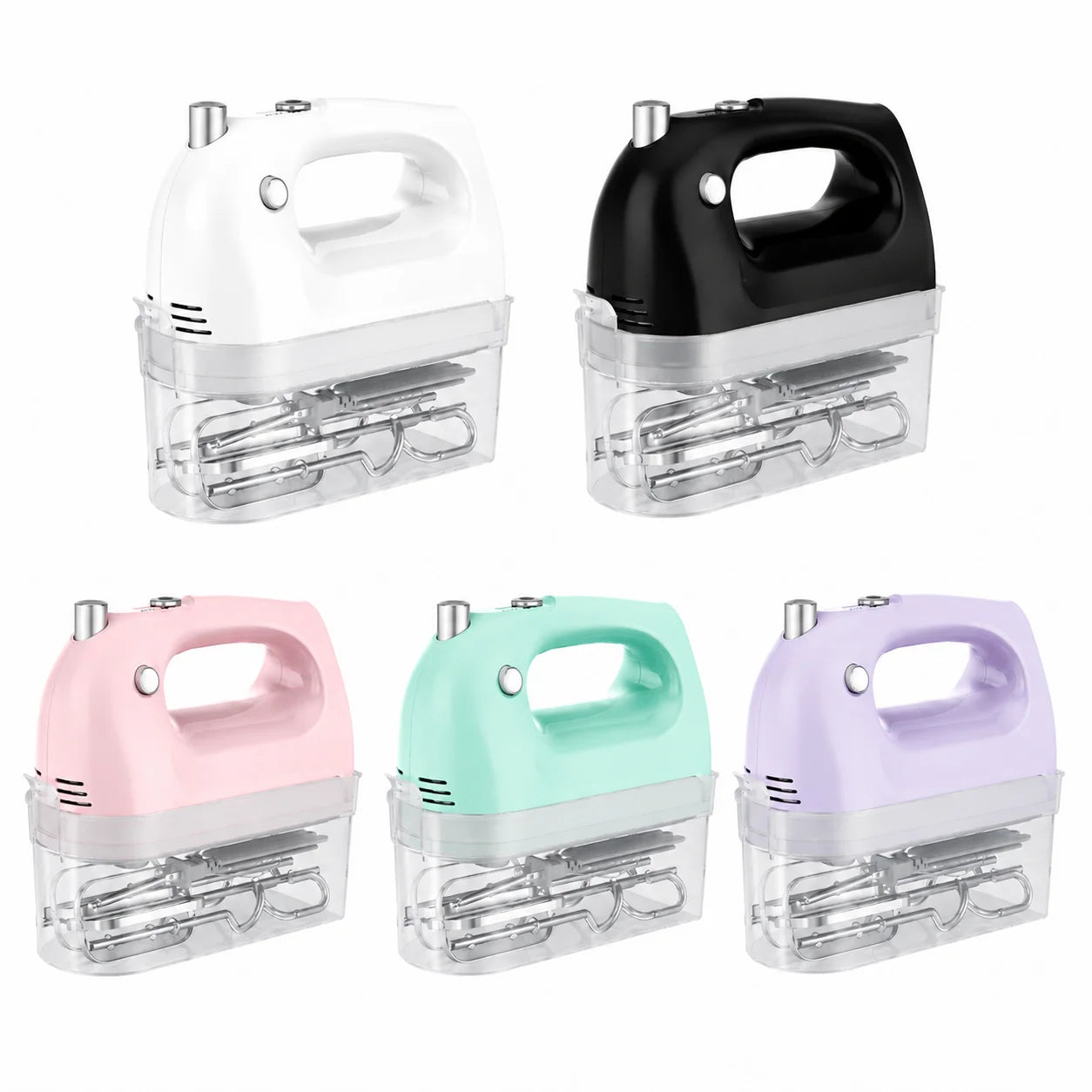 Lord Eagle Electric Hand Mixer 400W 5 Speed Portable Handheld Mixer With Storage Case 5pcs Stainless Steel Attachments For Cake Baking Cream Whipping