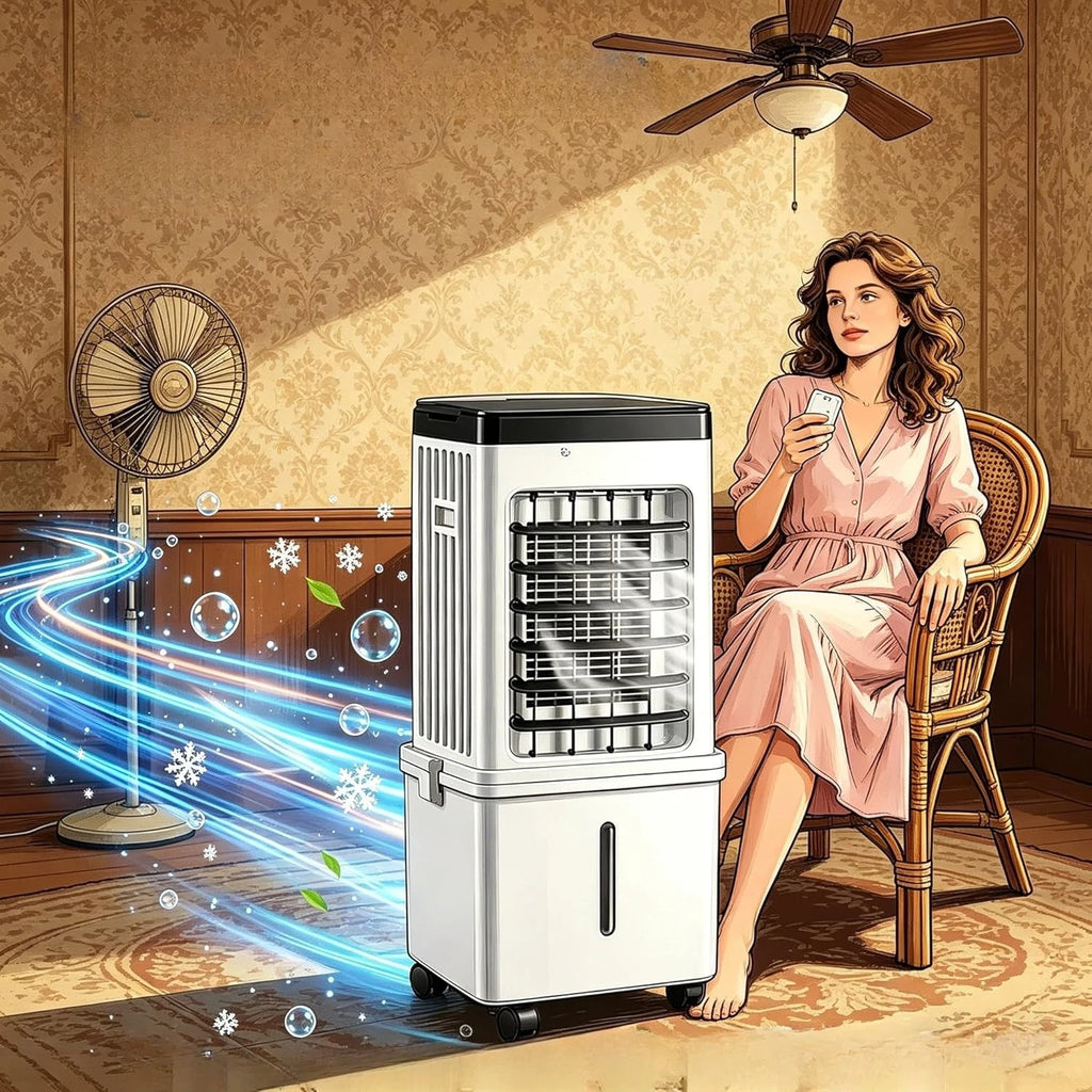 Portable air conditioner, 120° rotatable air cooler, 4.2-gallon water tank