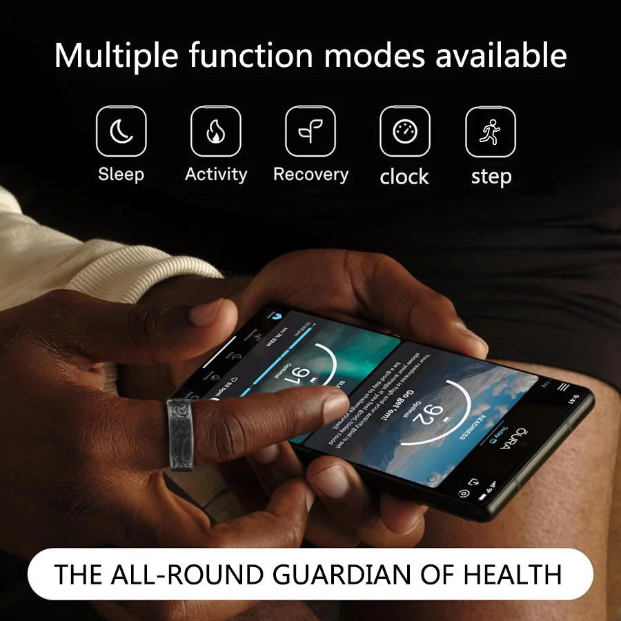 Smart Ring - Fitness Tracker with Sleep Monitor, Pedometer & 20+ Exercise Modes, IP68 Waterproof, USB Rechargeable