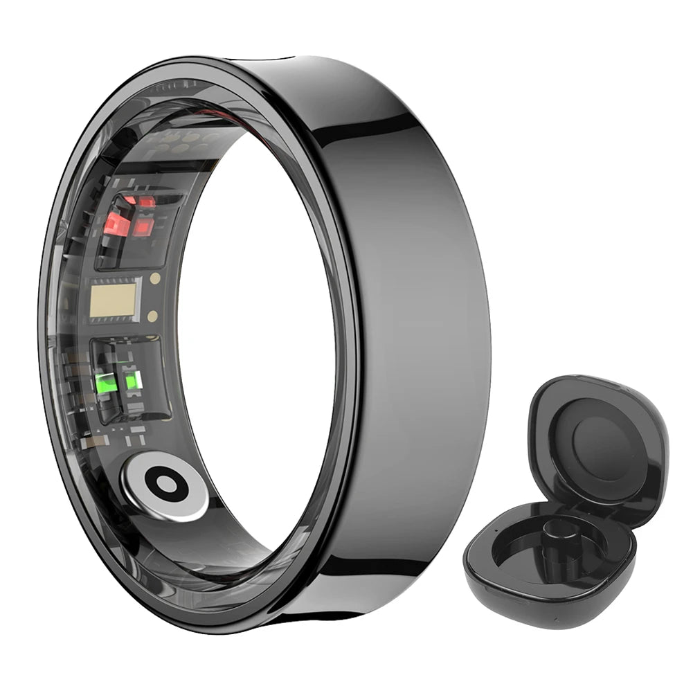 R09 Smart Ring ,Heart Rate Blood Oxygen Sleep Monitor w/ Charging Case