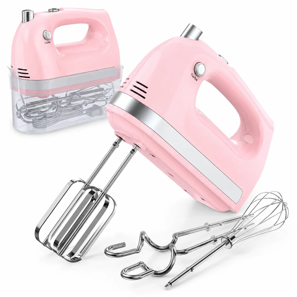Lord Eagle Electric Hand Mixer 400W 5 Speed Portable Handheld Mixer With Storage Case 5pcs Stainless Steel Attachments For Cake Baking Cream Whipping