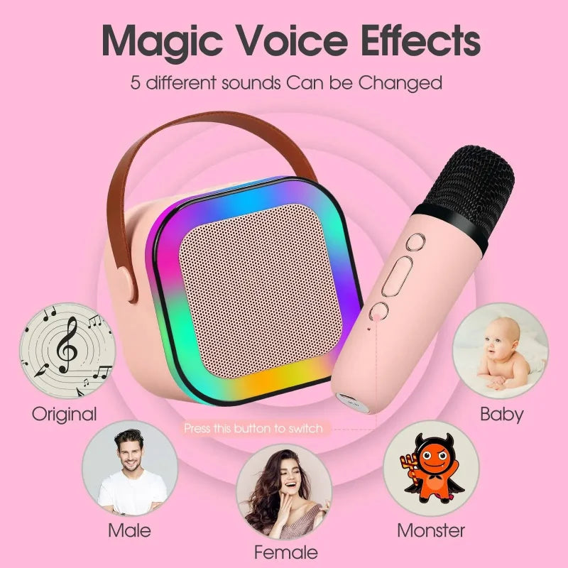 Wireless Speaker with Dual Microphones RGB Portable Karaoke Machine