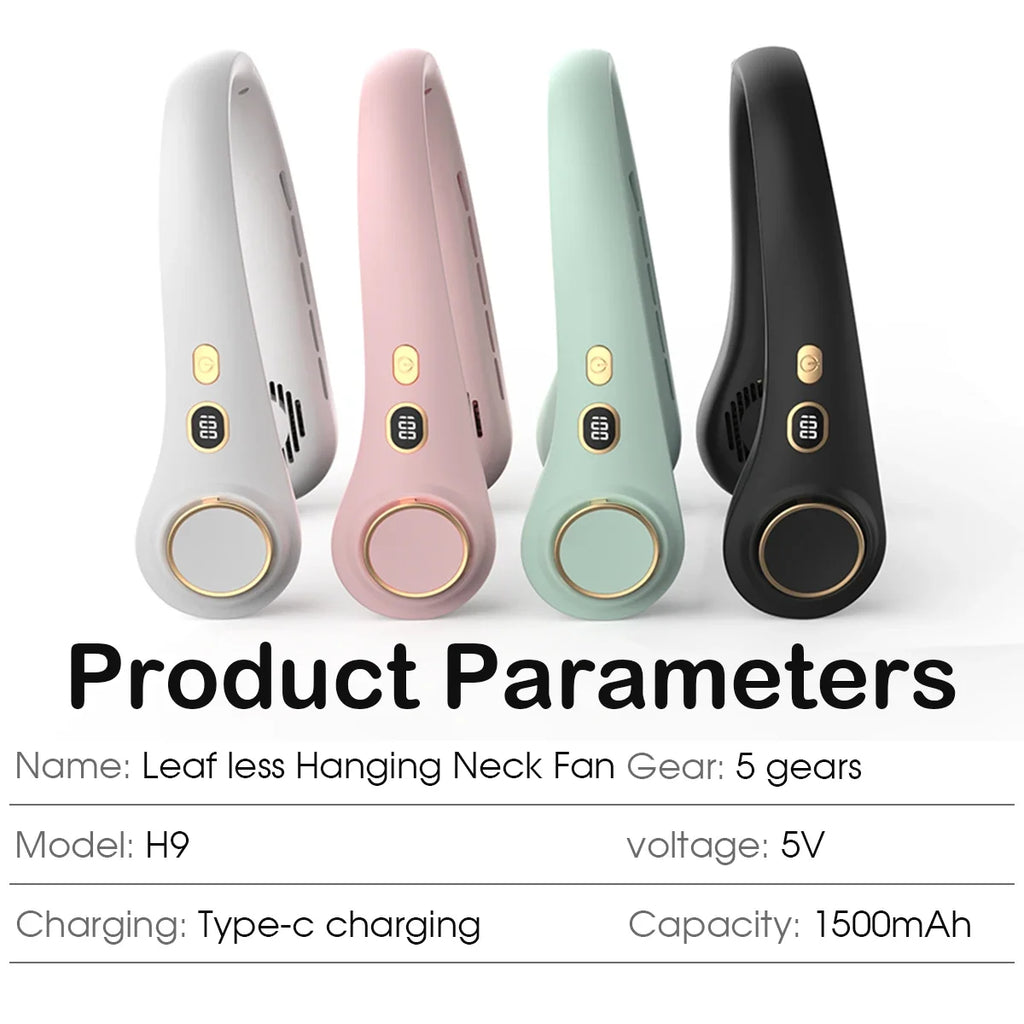 Neck Hanging Fan with Ultra Long Battery Life, Standby Mode, Outdoor USB Charging, Portable Cooling Device, Mini and Portable