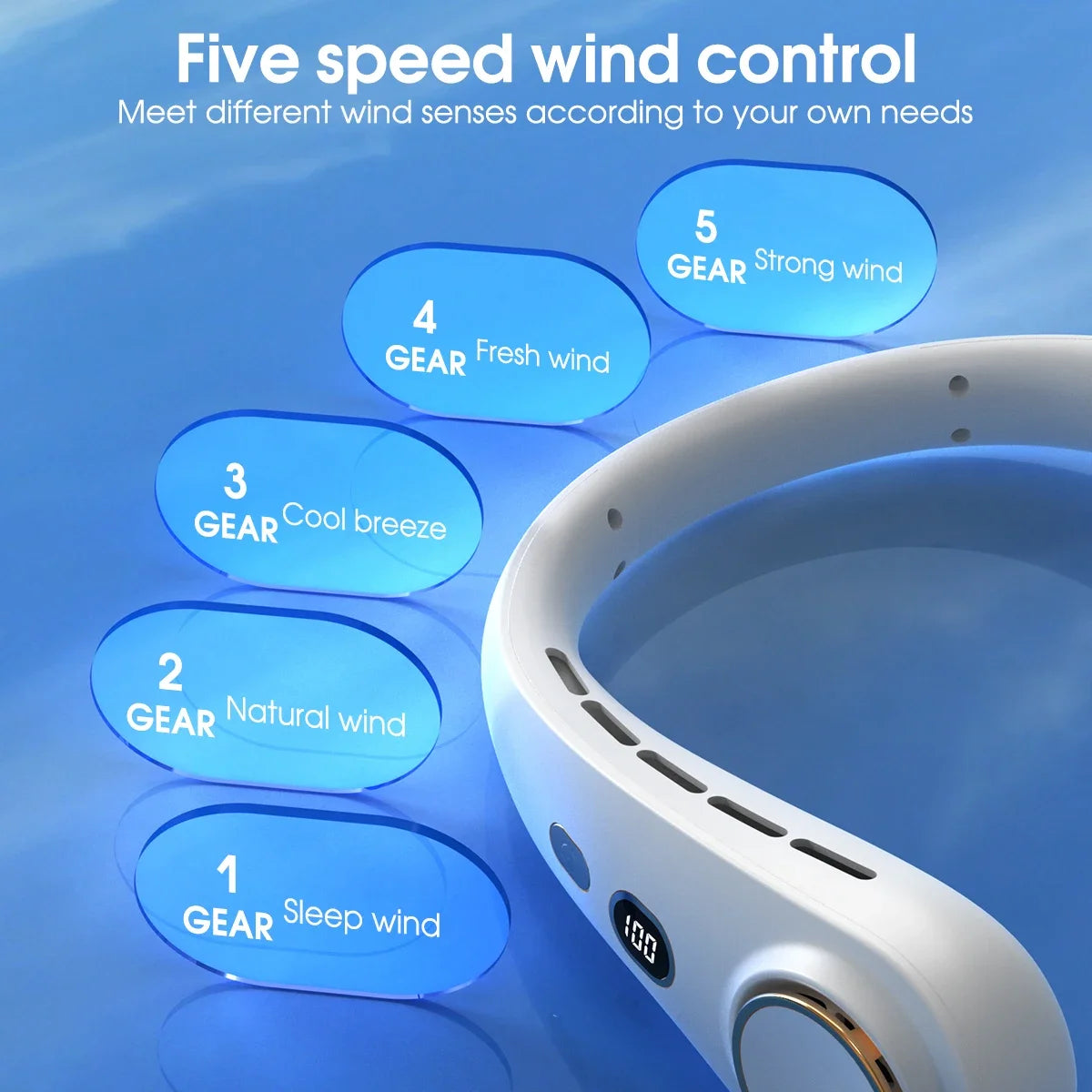 Neck Hanging Fan with Ultra Long Battery Life, Standby Mode, Outdoor USB Charging, Portable Cooling Device, Mini and Portable