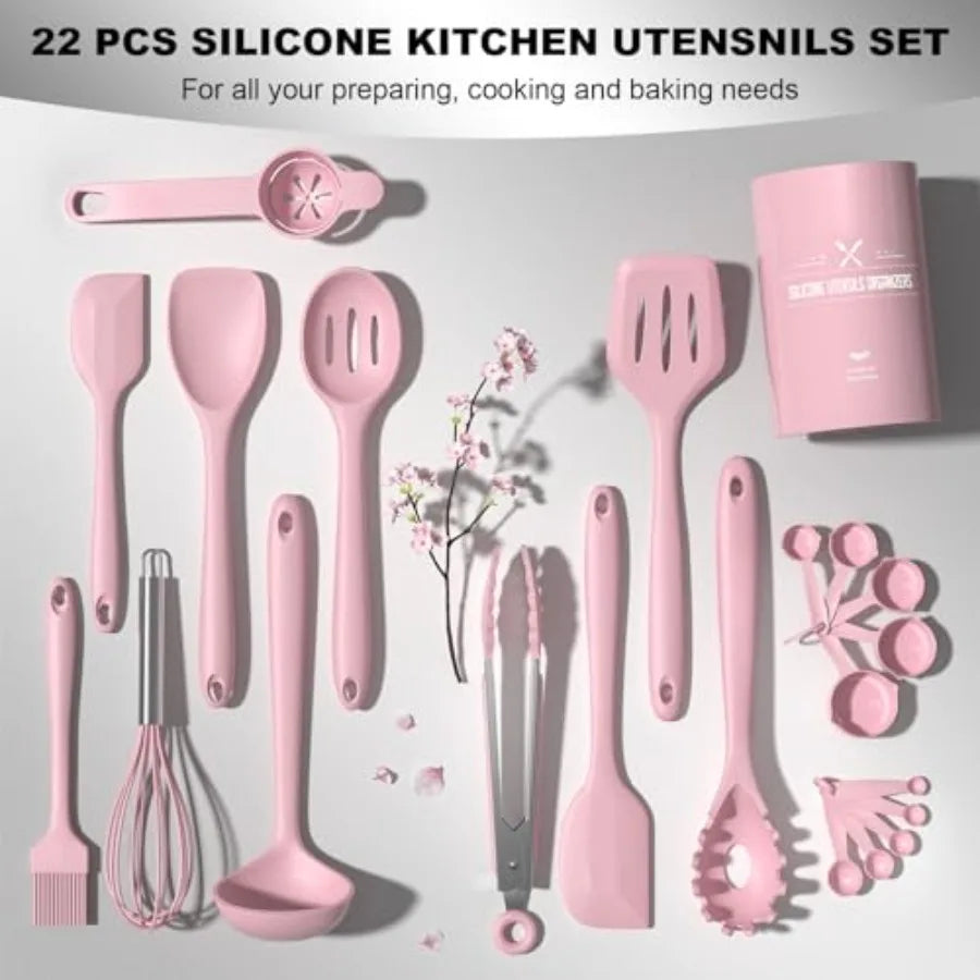22-Piece Silicone Cooking Utensils Set, Dishwasher Safe