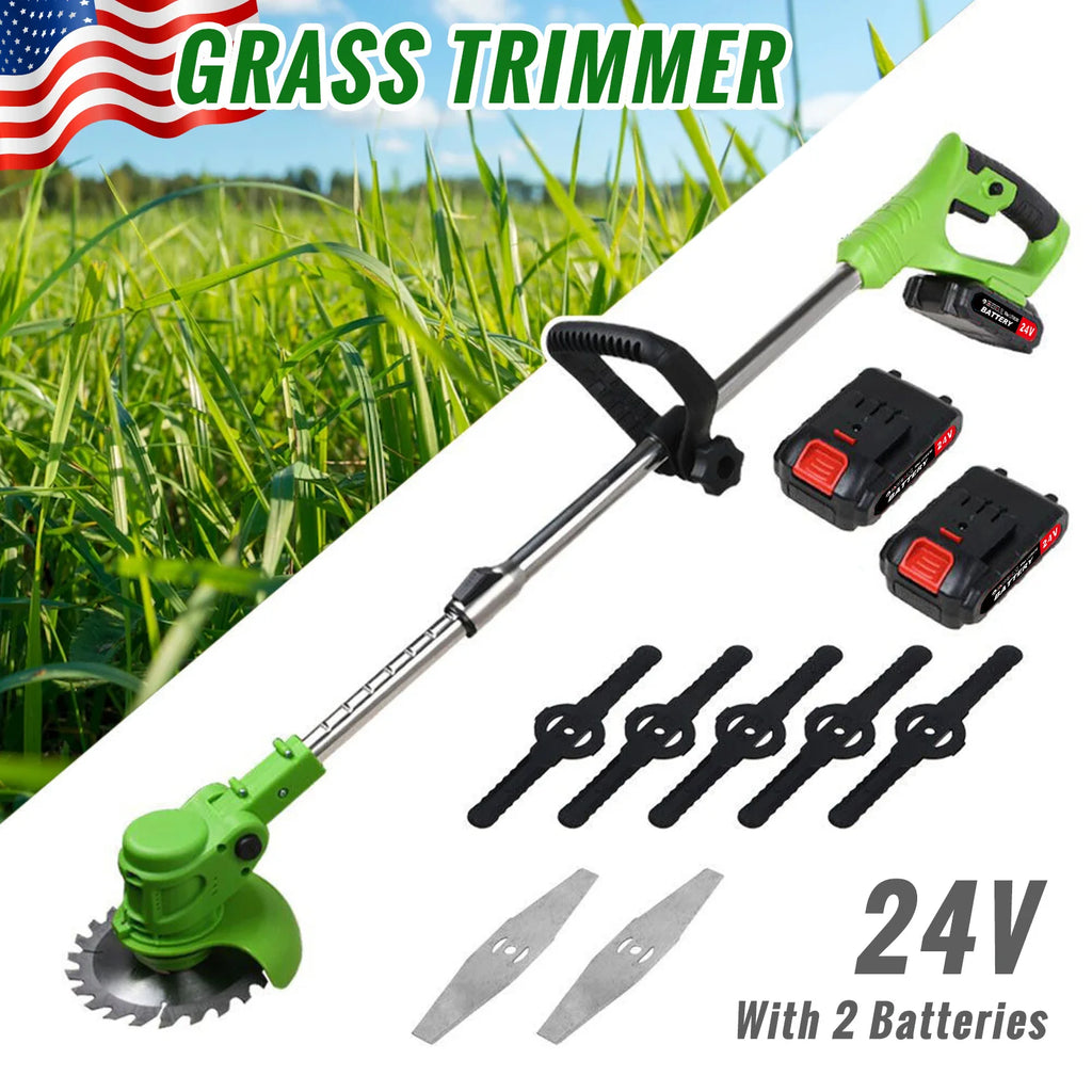 Electric Lawn and Weed Trimmer with 2 x Battery for Yard Garden