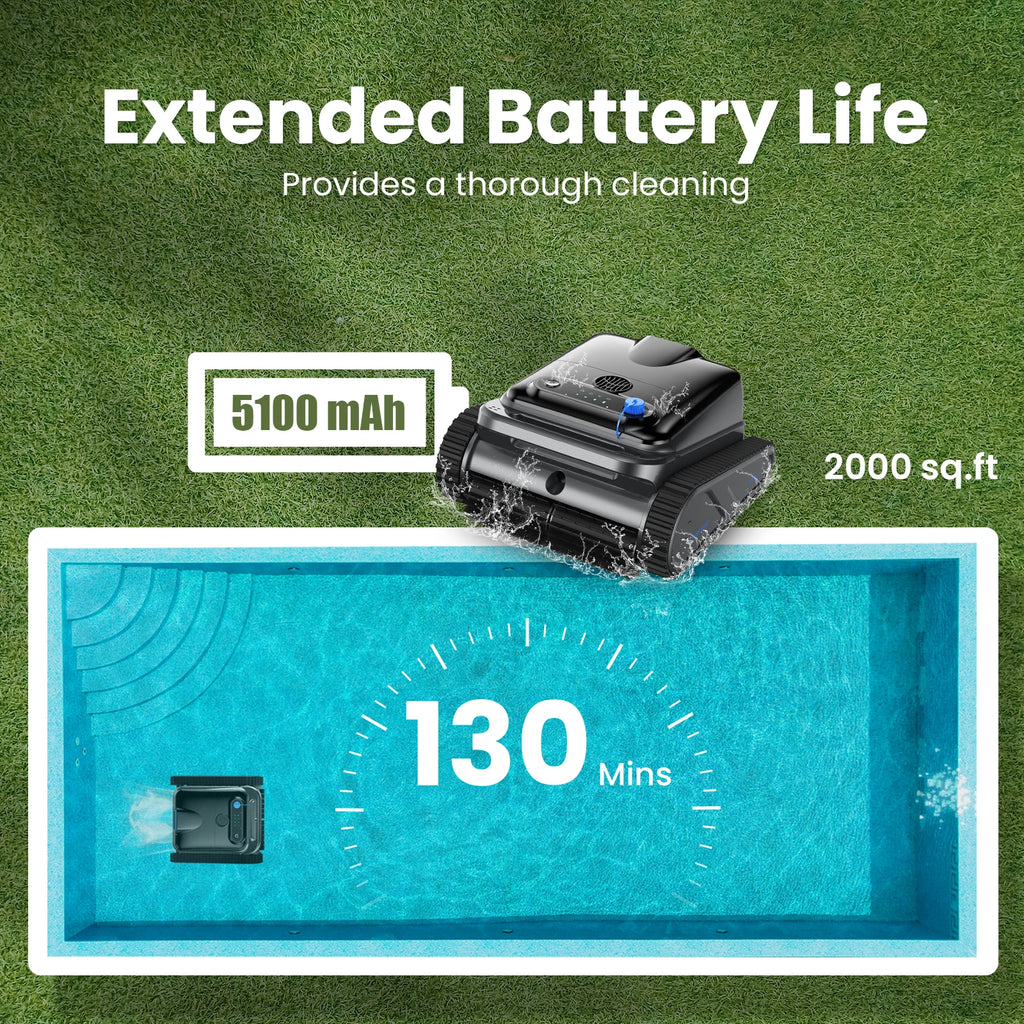 Robot Swimming Pool Cleaner Powerful Cordless Floor Wall Auto Cleaning