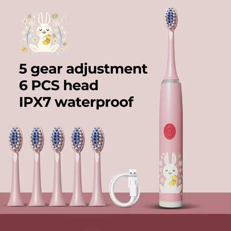 Children Rechargeable Sonic Toothbrush  With Replacement Head
