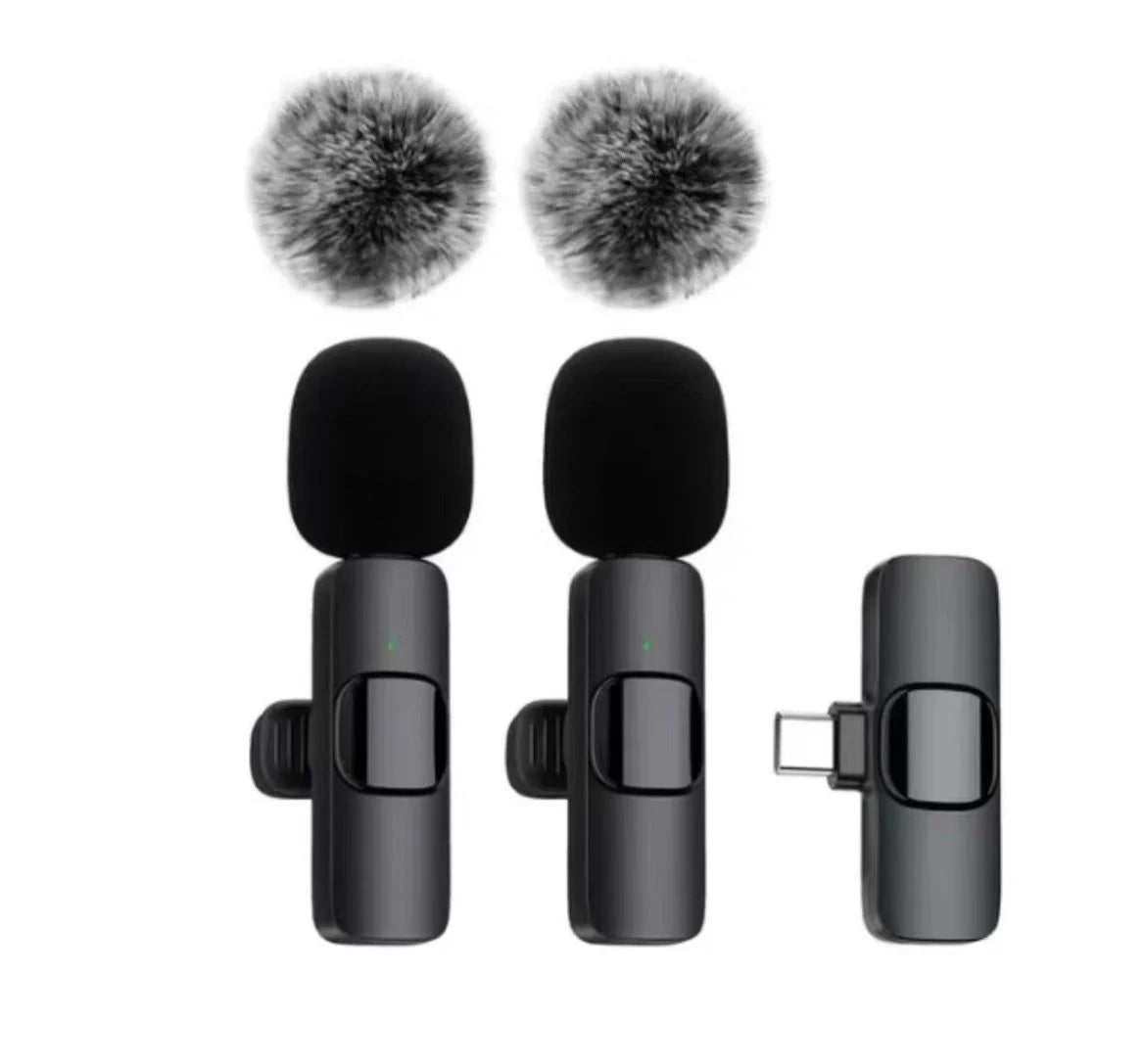 2 Pcs Wireless Lavalier Microphone, Mini Clip-on Mic with Crystal Clear Sound Quality
