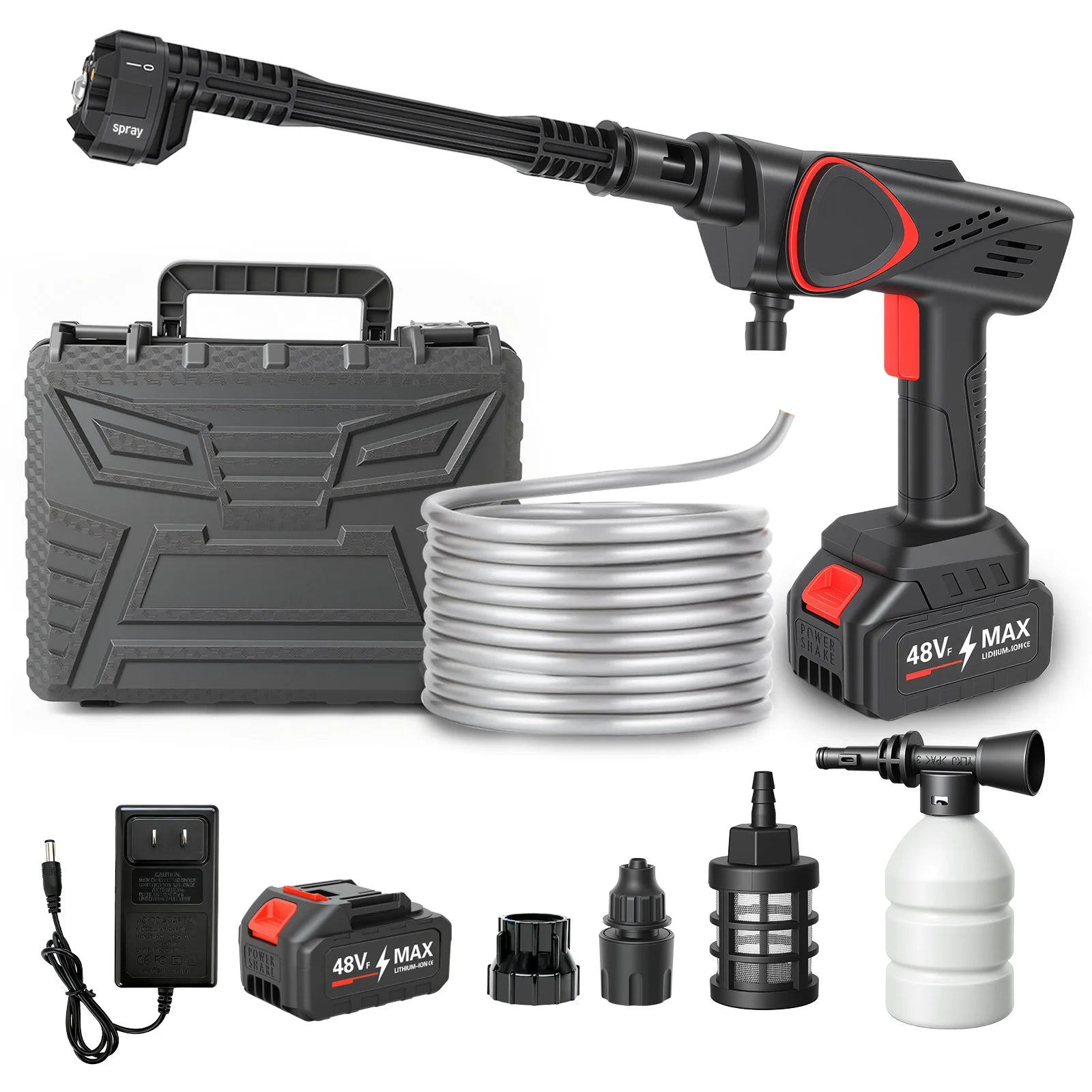 21V Cordless Pressure Washer  6-in-1 Adjustable Nozzle