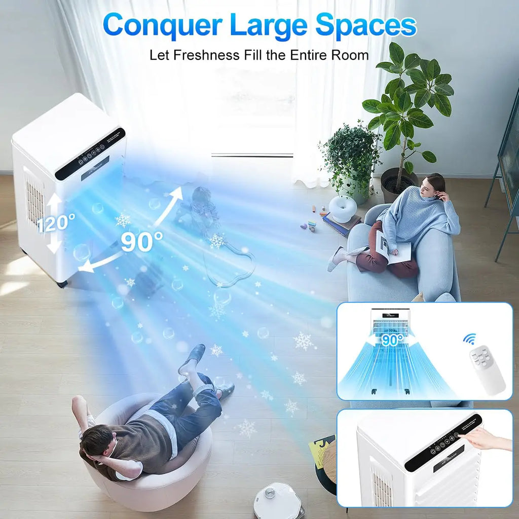 Portable Air Conditioner — 3-in-1 Evaporative Air Cooler (3 Modes, 3 Fan Speeds), 8-Liter Large-Capacity Water Tank