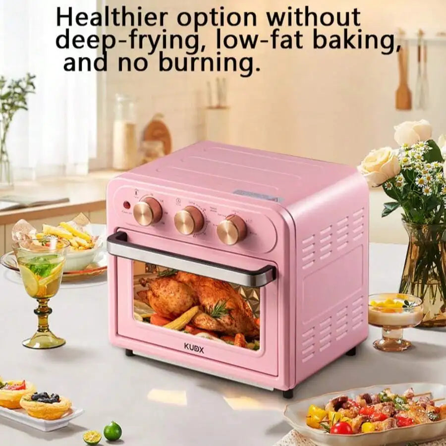 15 Quart Air Fryer & Convection Oven Combo, Multifunctional, Stainless Steel Non-Stick Basket, Easy Clean, Pink – Ideal For Heal
