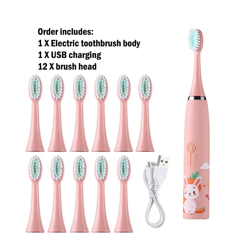 Children Rechargeable Sonic Toothbrush  With Replacement Head
