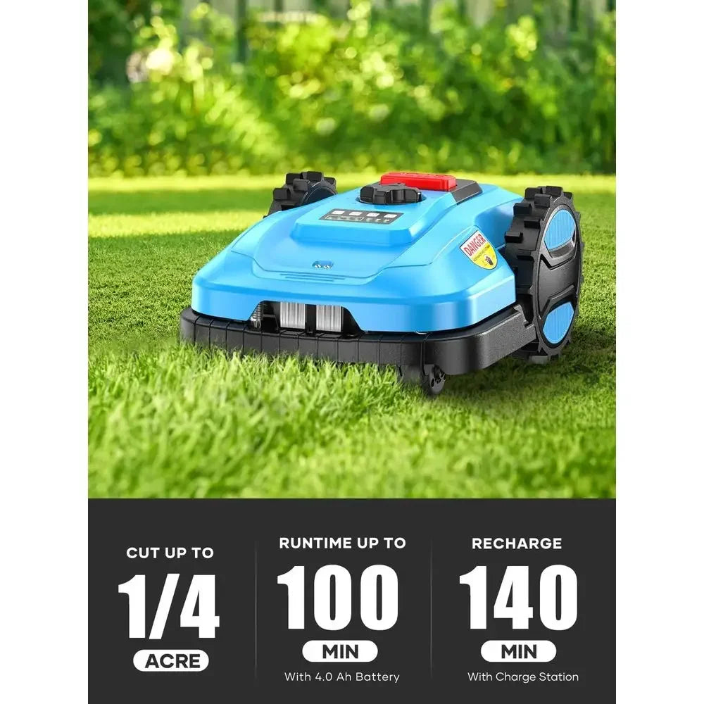 Smart Robotic Lawn Mower, 1/4 Acre, App & Bluetooth Controlled, Self-Charging for Small to Medium Yards