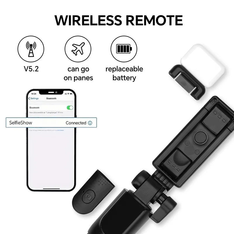 Scalable Phone Selfie Stick With Built-in Fill Light  Professional Live Stream