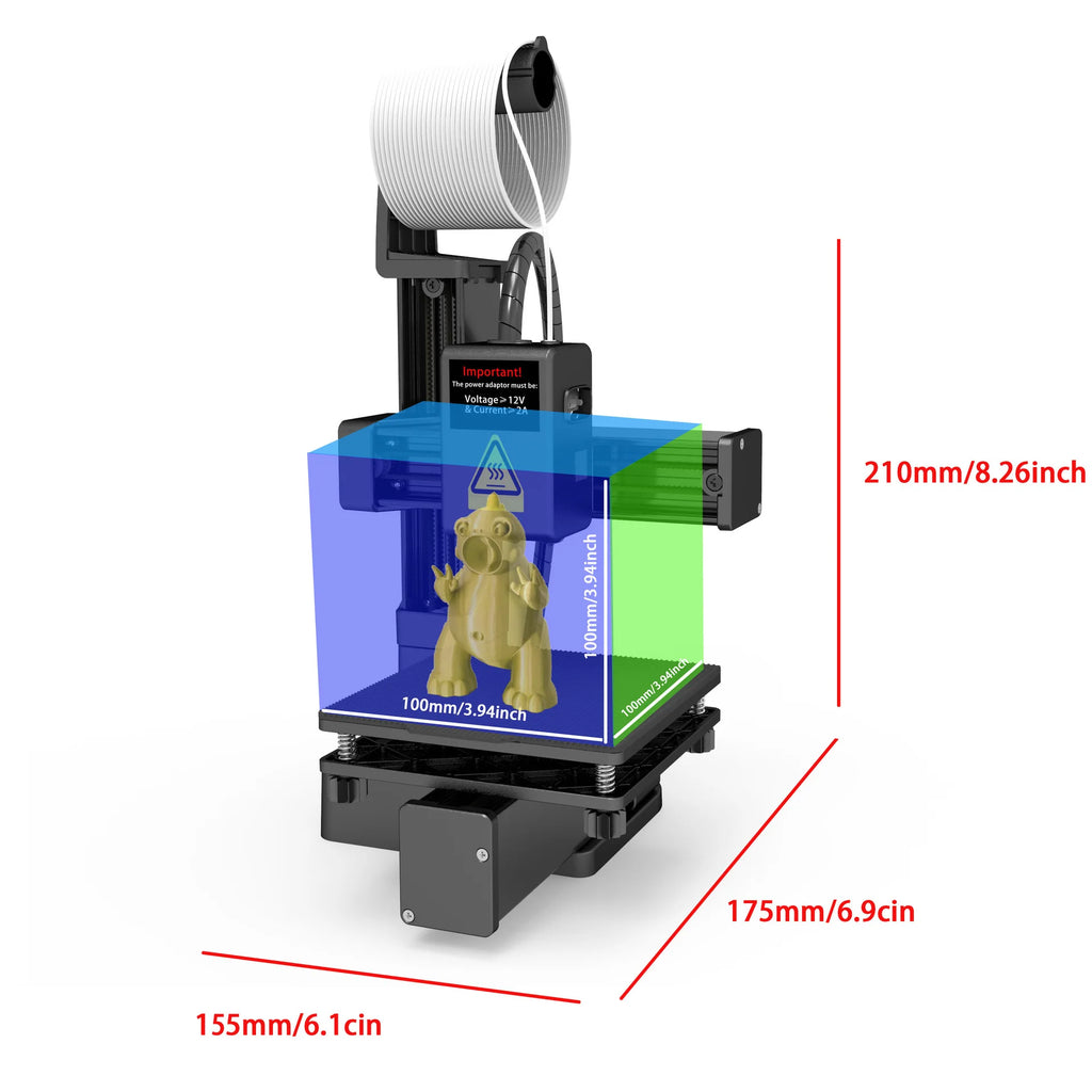 3D Mini Desktop Printing Machine Compatible with PLA TPU 1.75mm Filament