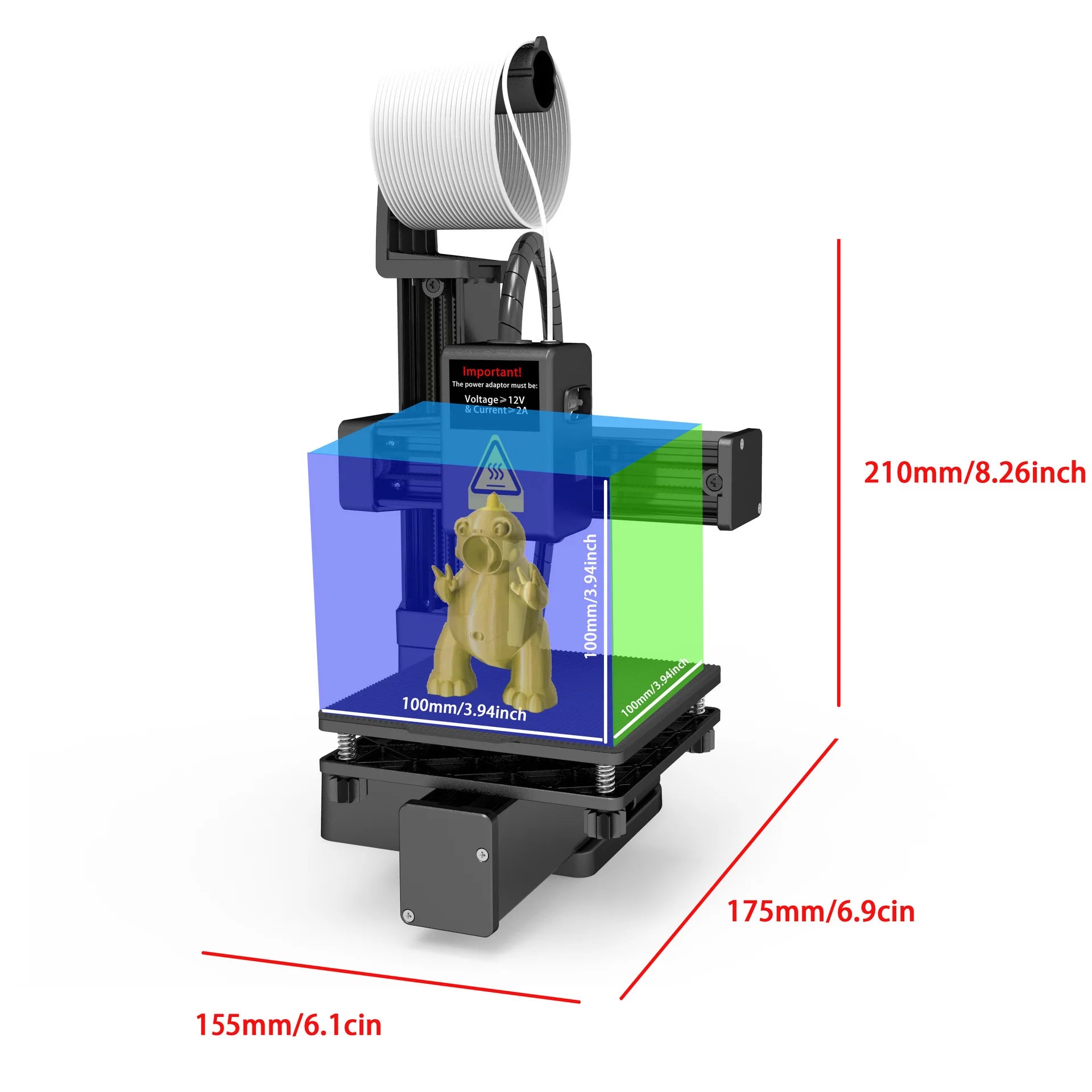3D Mini Desktop Printing Machine Compatible with PLA TPU 1.75mm Filament