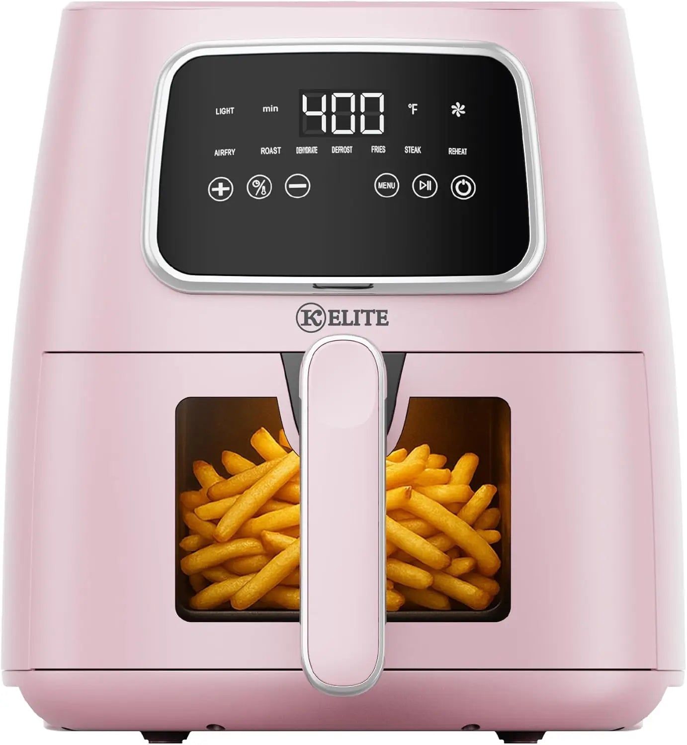 5.5 Qt. Digital Air Fryer, Countertop Cooker with LED Screen, Presets for Air Fry, Roast, Dehydrate, Defrost and Reheat, Pink