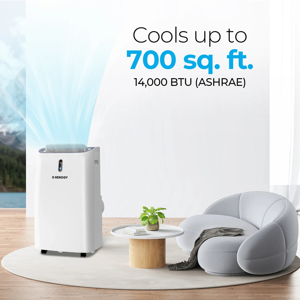 Renogy 14,000 BTU Portable Air Conditioners with Smart WiFi Enabled, Cooling, Dehumidifier, Fan & Sleep Modes 4-in-1 Portable AC