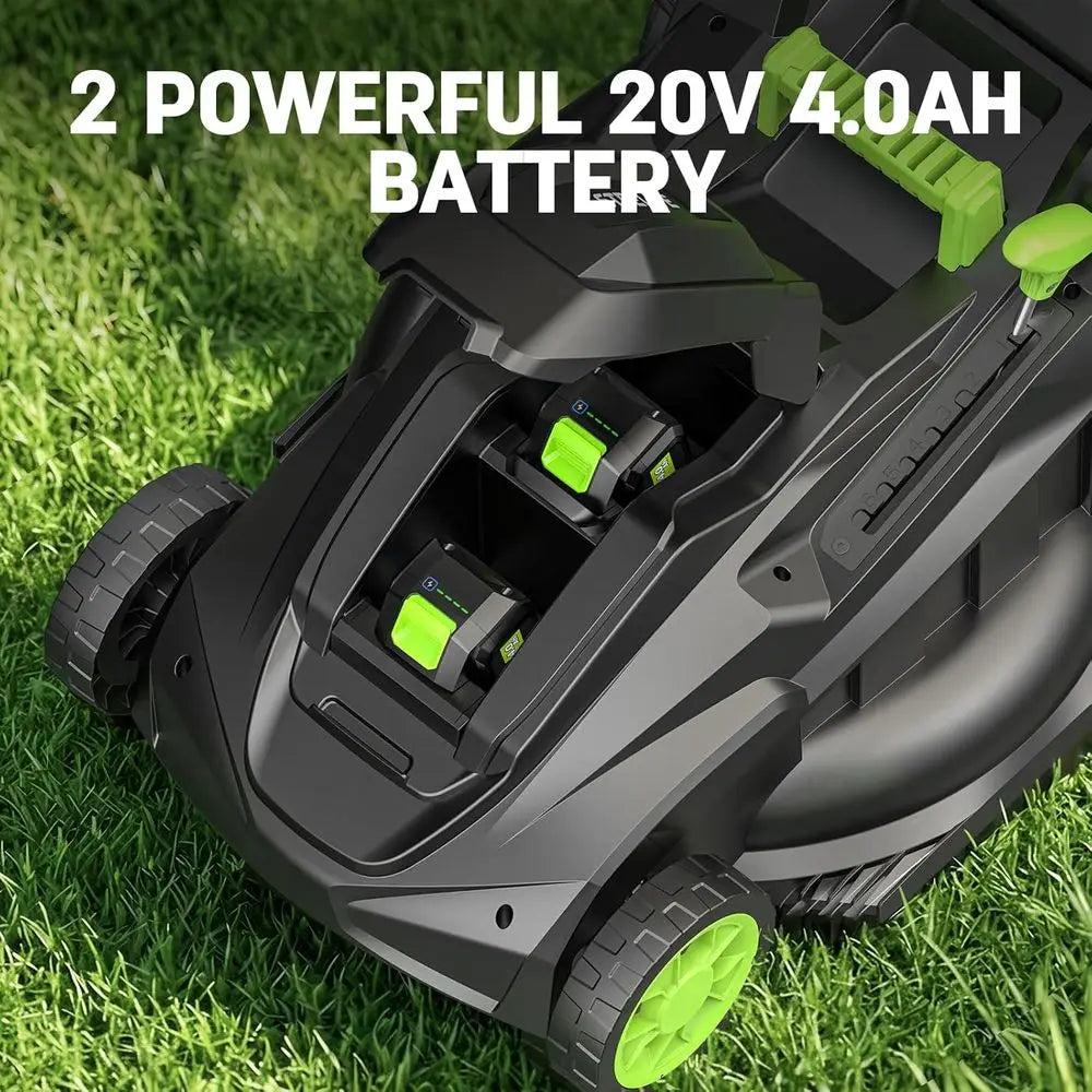 Electric Lawn Mower, 6-Height Settings, 2-in-1 Bagging/Mulching, Ideal for Small to Medium Yards, with 2x 4.0Ah