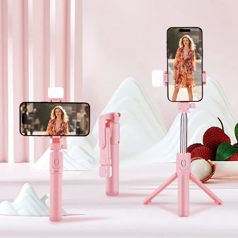 Scalable Phone Selfie Stick With Built-in Fill Light  Professional Live Stream