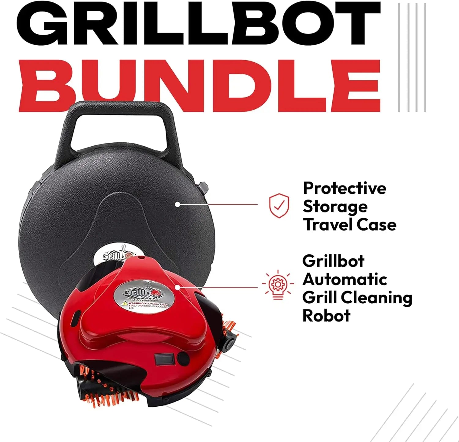Automatic Grill Cleaning Robot , Cordless Rechargeable Grill Scrubber for Outdoor Grills (Red with Case)