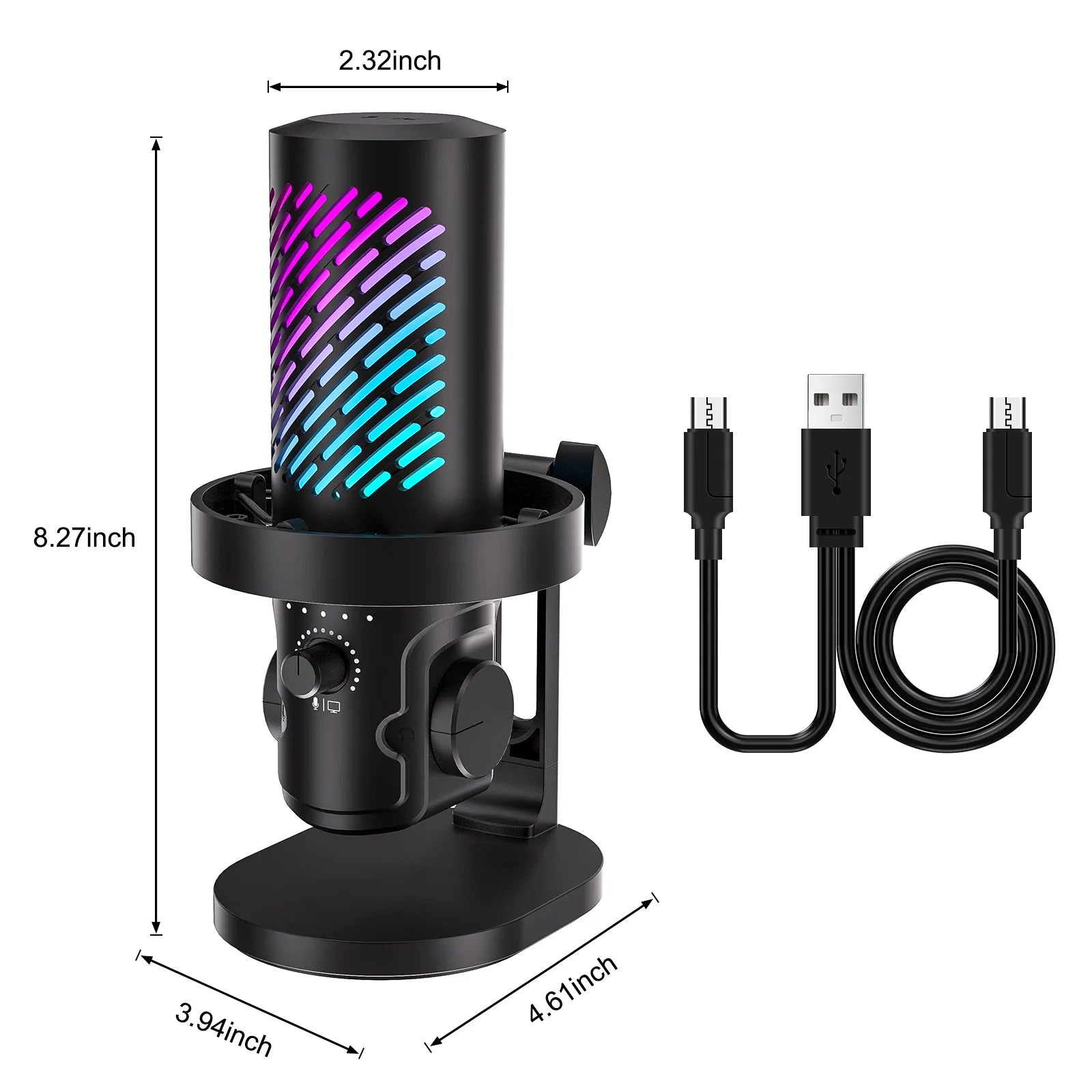 Tenlamp RGB USB Streaming Microphone ,Professionl Computer Condenser Mic For PC Mac Recording YouTube Podcasting Gaming Laptop Desktop