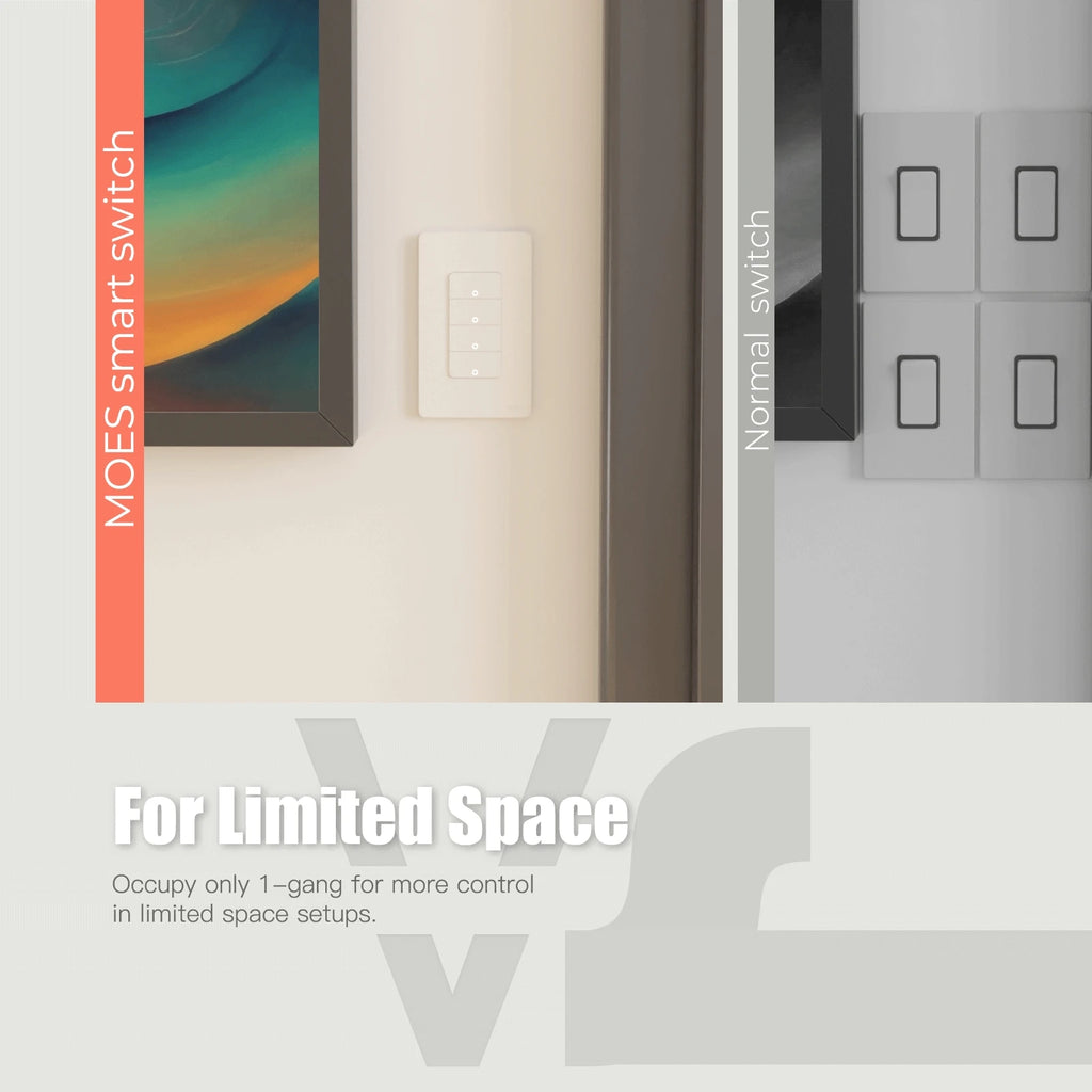 MOES Tuya Smart Light Switch US Single Pole Push Button Wall Switch Work With Alexa Google Home Neutral Wire Required