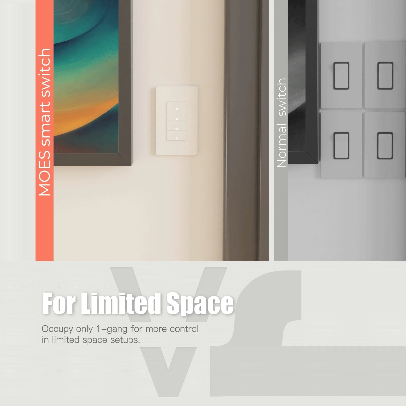 MOES Tuya Smart Light Switch US Single Pole Push Button Wall Switch Work With Alexa Google Home Neutral Wire Required
