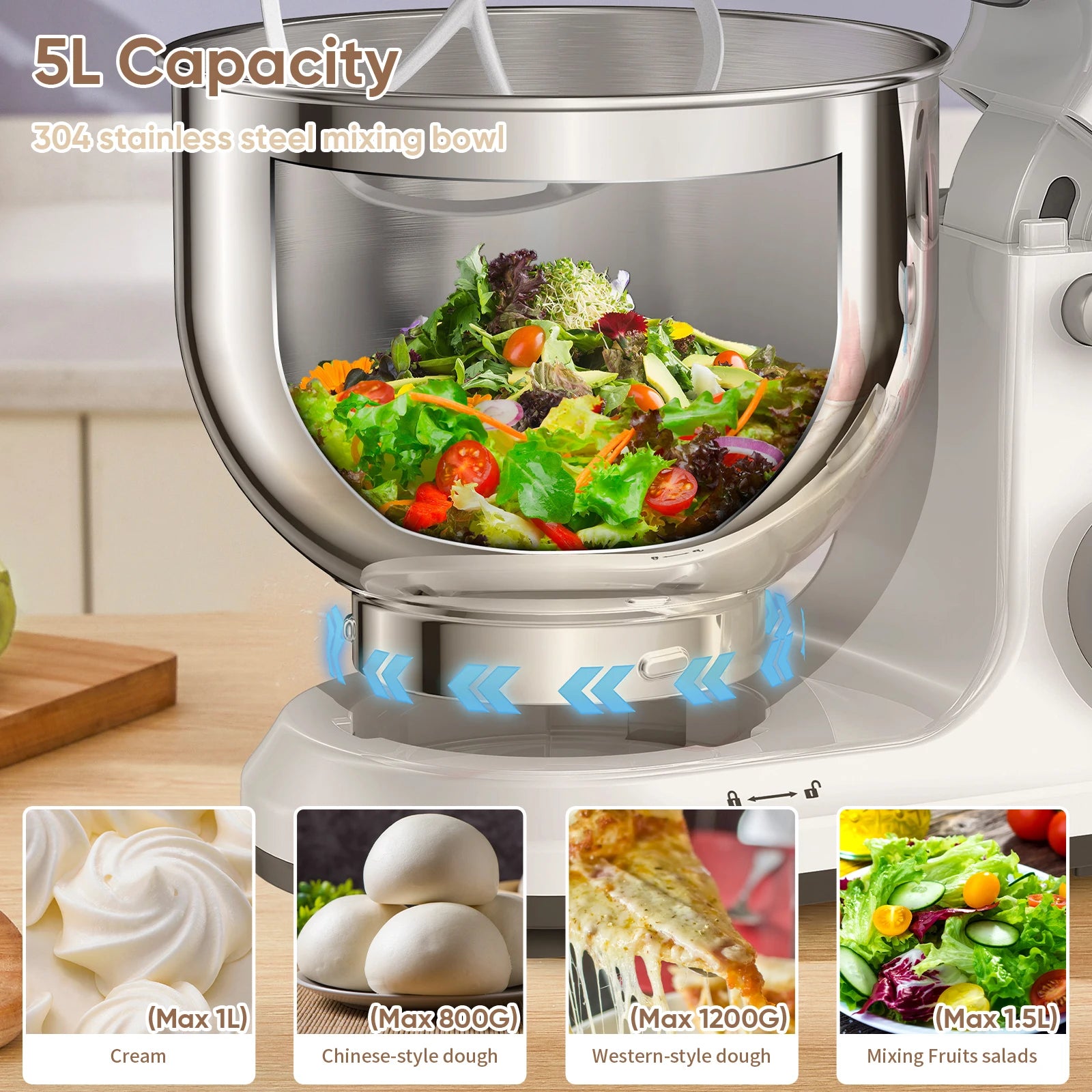 BioloMix Kitchen Food Stand Mixer, 1200W 11-Speeds DC Motor, Digital OLED Screen
